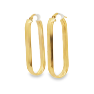 Elongated Rectangular Hoop Earrings in Yellow Gold