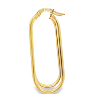 Elongated Rectangular Hoop Earrings in Yellow Gold