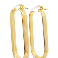 Elongated Rectangular Hoop Earrings in Yellow Gold