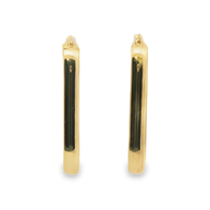 Elongated Rectangular Hoop Earrings in Yellow Gold