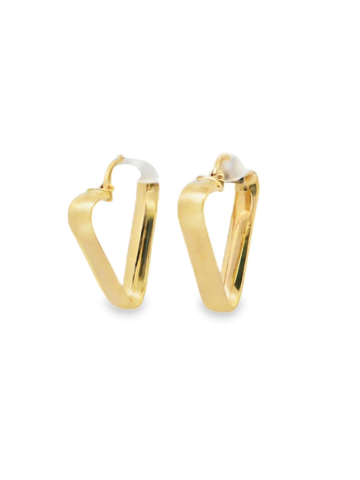 Geometric Triangle Hoop Earrings in Yellow Gold