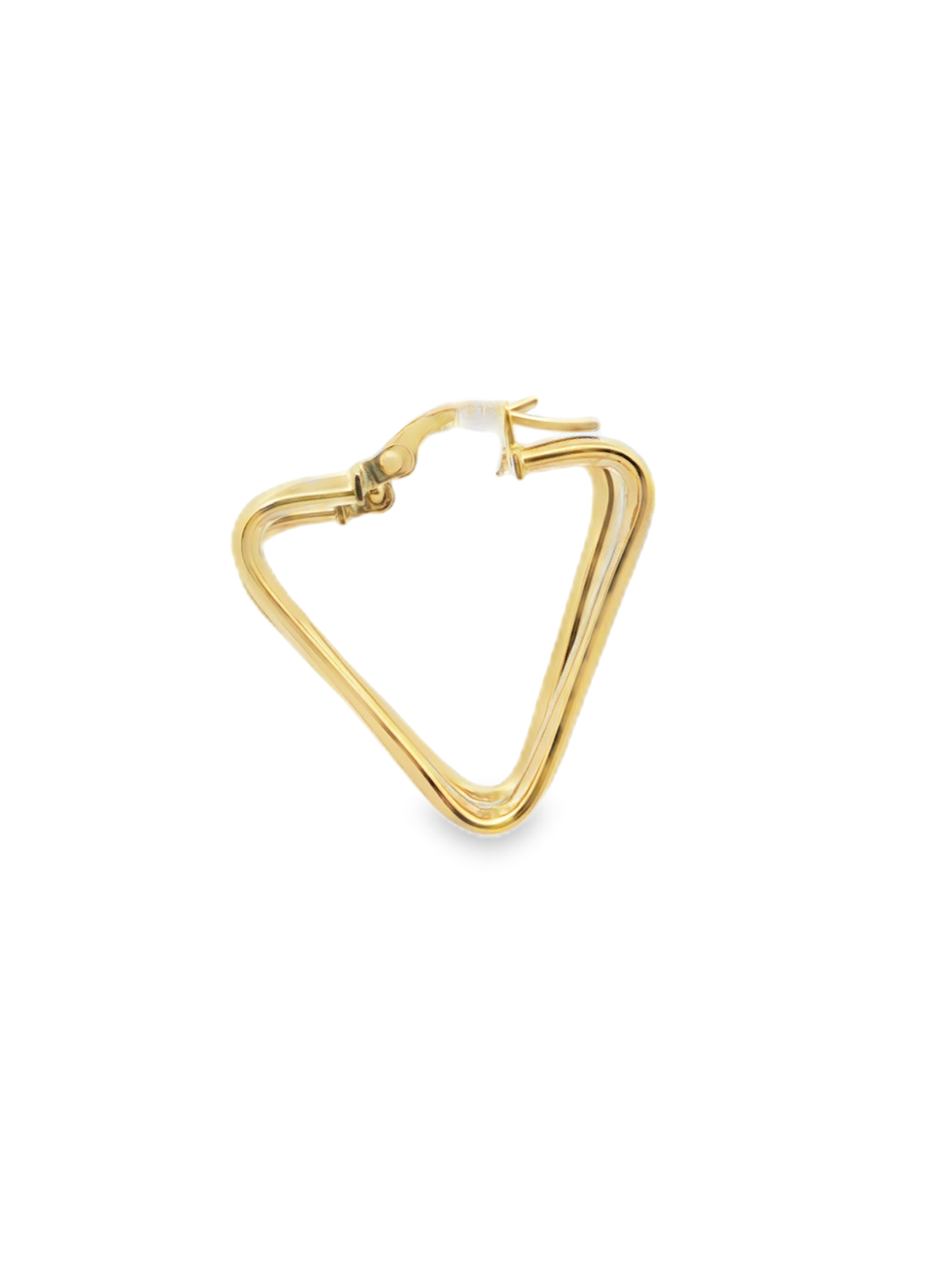 Geometric Triangle Hoop Earrings in Yellow Gold