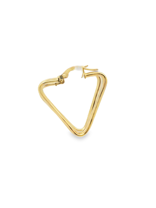 Geometric Triangle Hoop Earrings in Yellow Gold