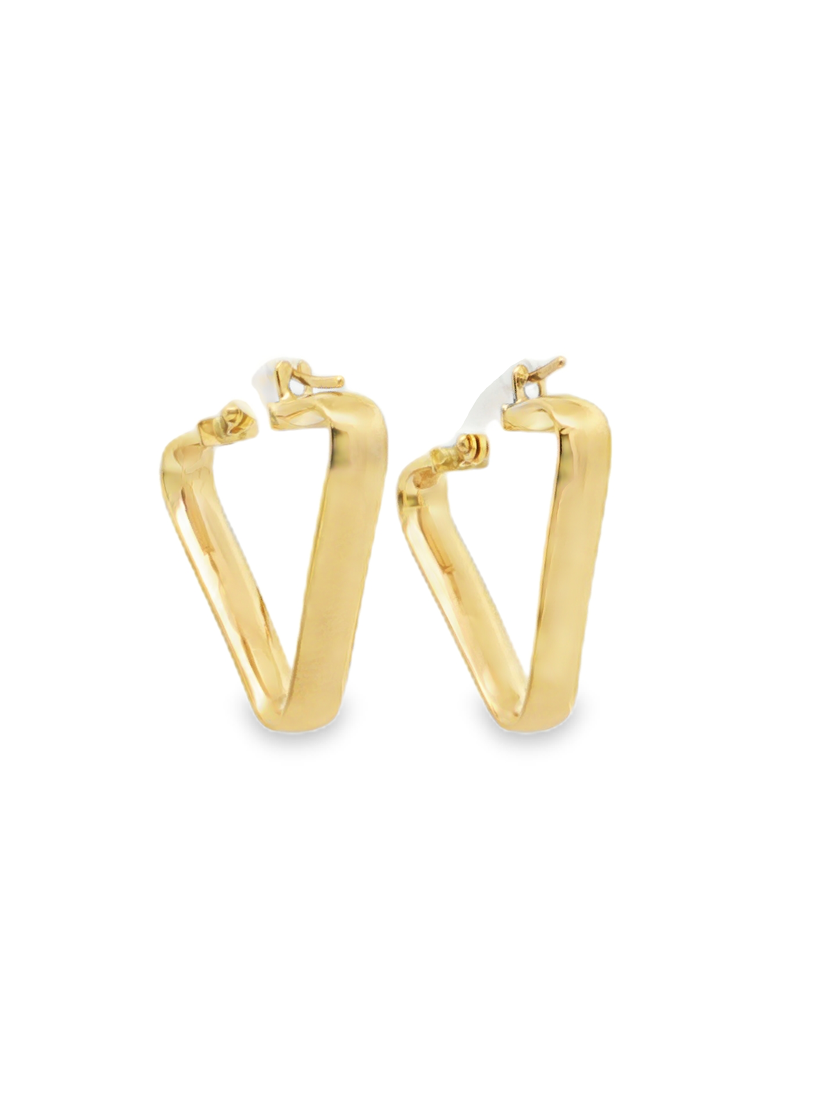 Geometric Triangle Hoop Earrings in Yellow Gold