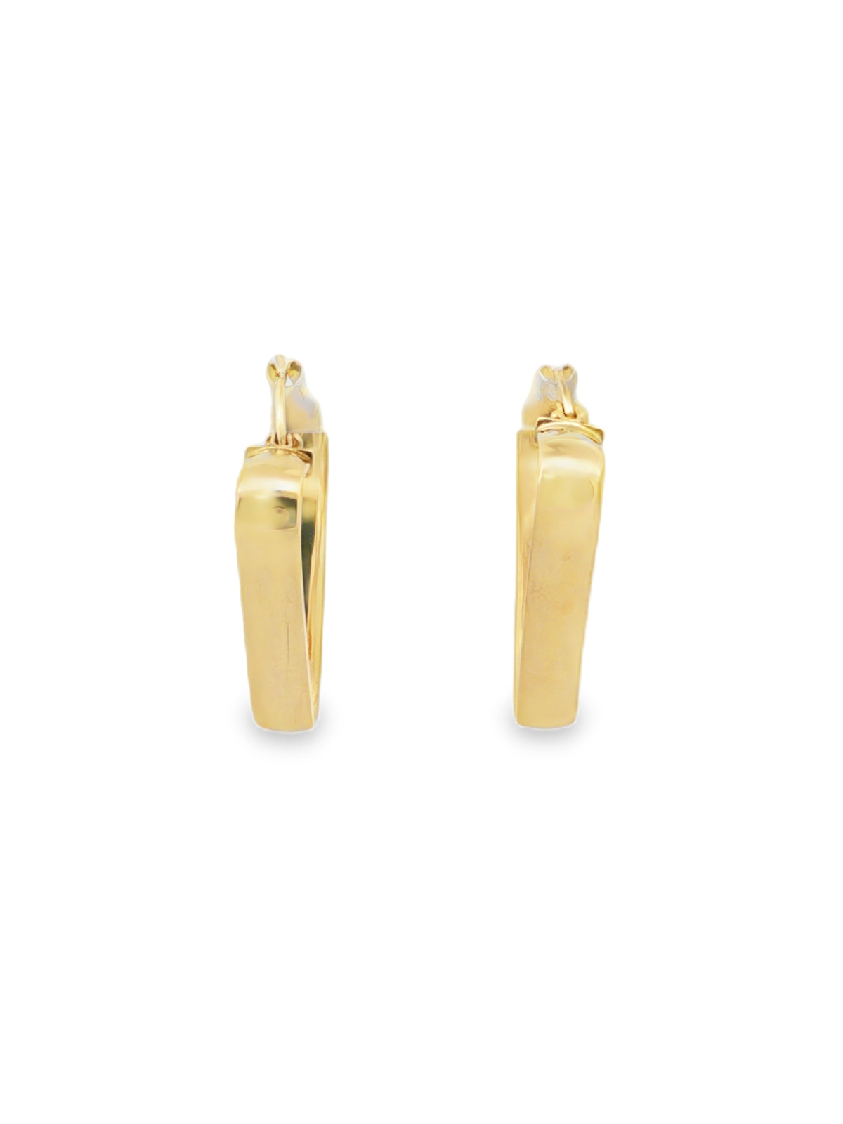 Geometric Triangle Hoop Earrings in Yellow Gold