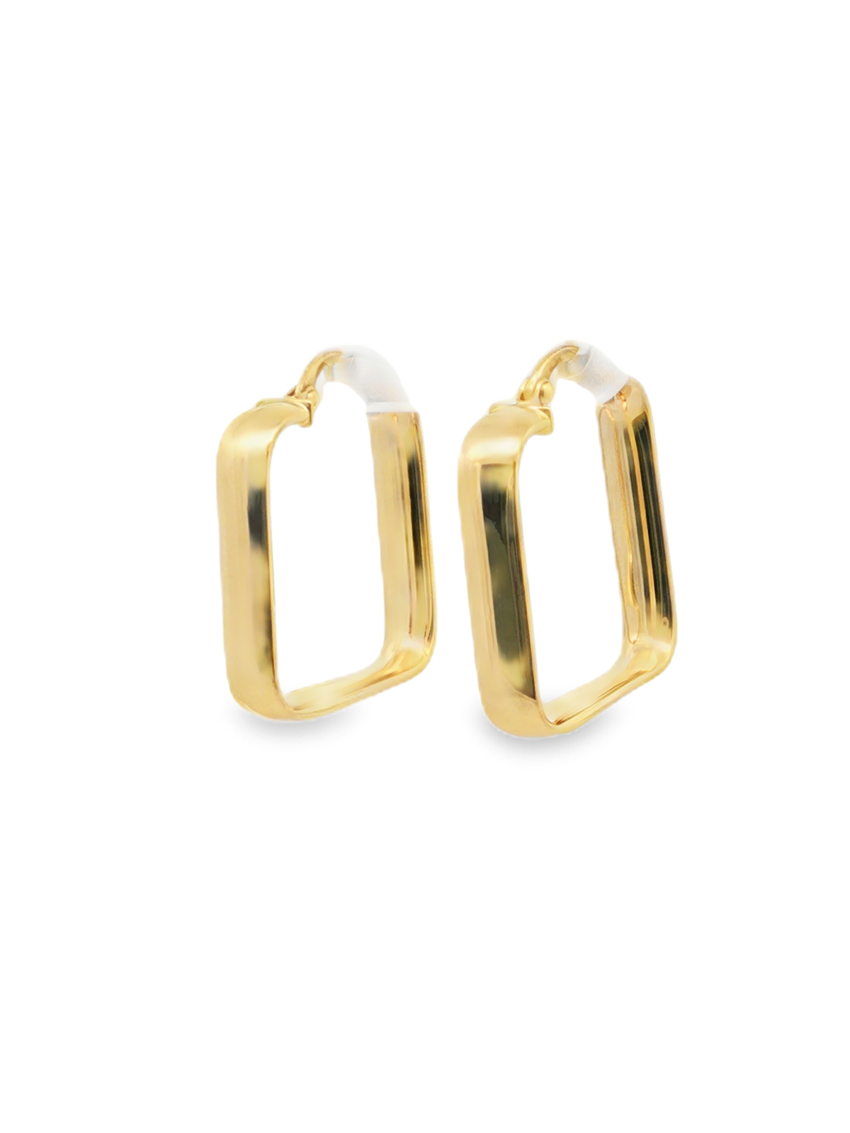 Geometric Square Hoop Earrings in Yellow Gold