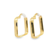 Geometric Square Hoop Earrings in Yellow Gold