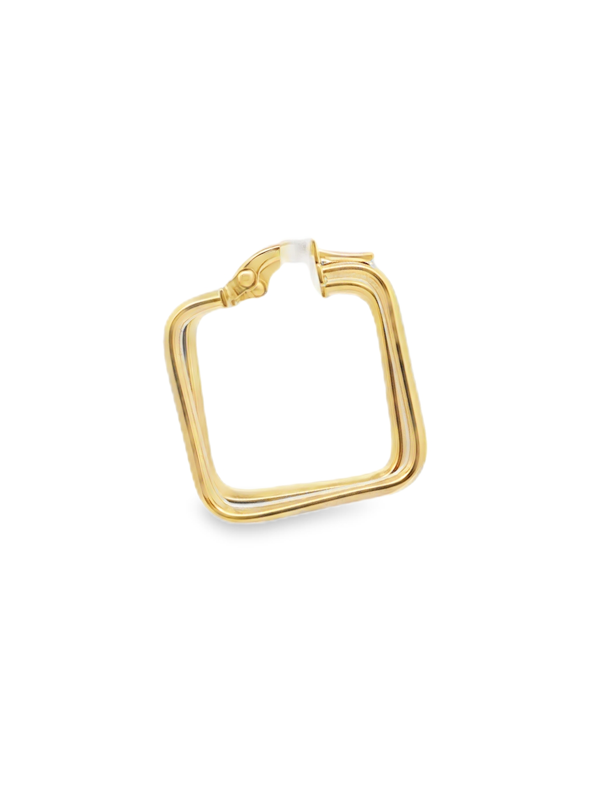 Geometric Square Hoop Earrings in Yellow Gold