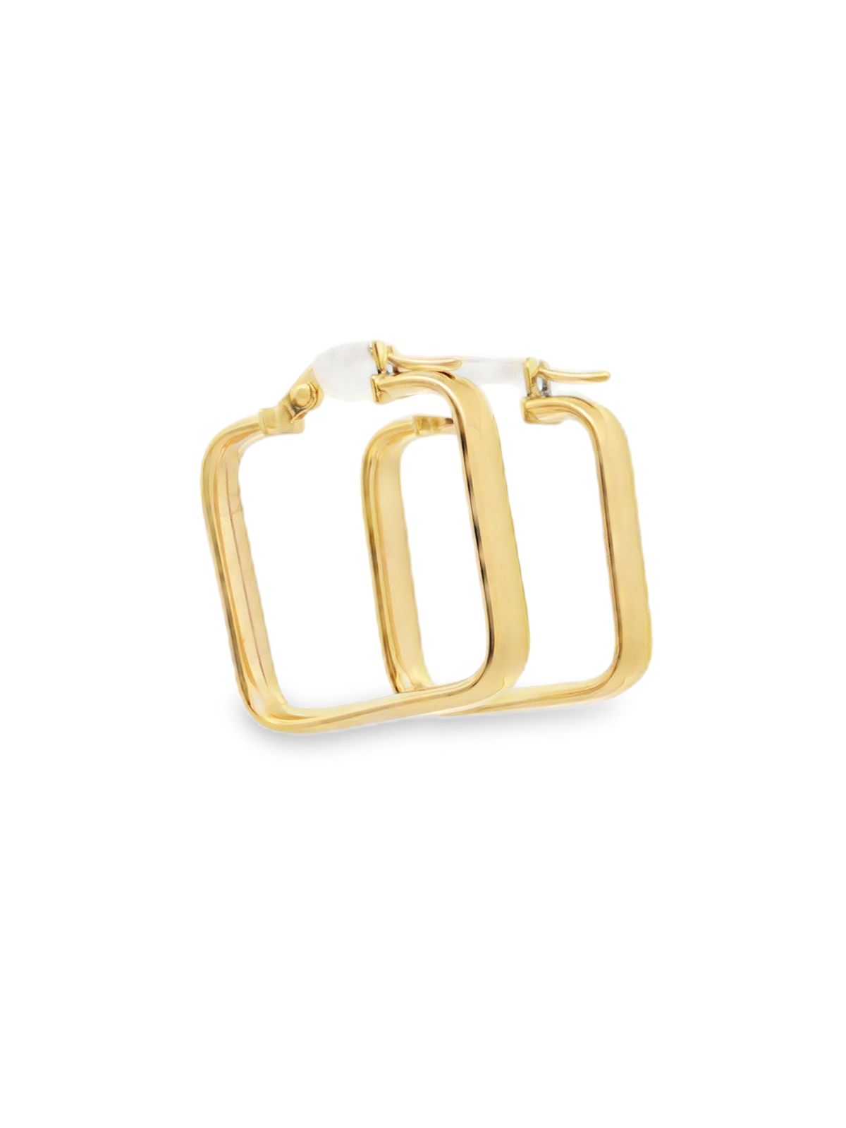Geometric Square Hoop Earrings in Yellow Gold