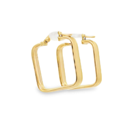 Geometric Square Hoop Earrings in Yellow Gold