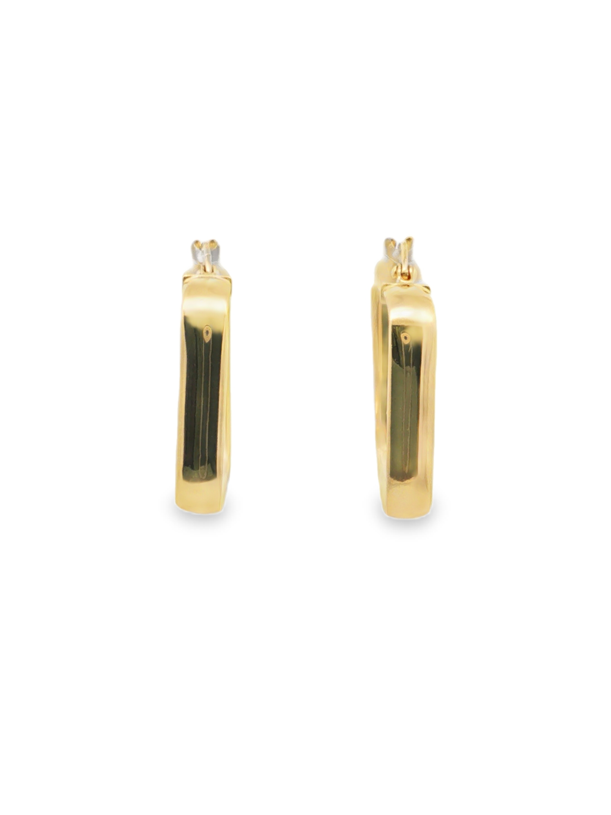 Geometric Square Hoop Earrings in Yellow Gold