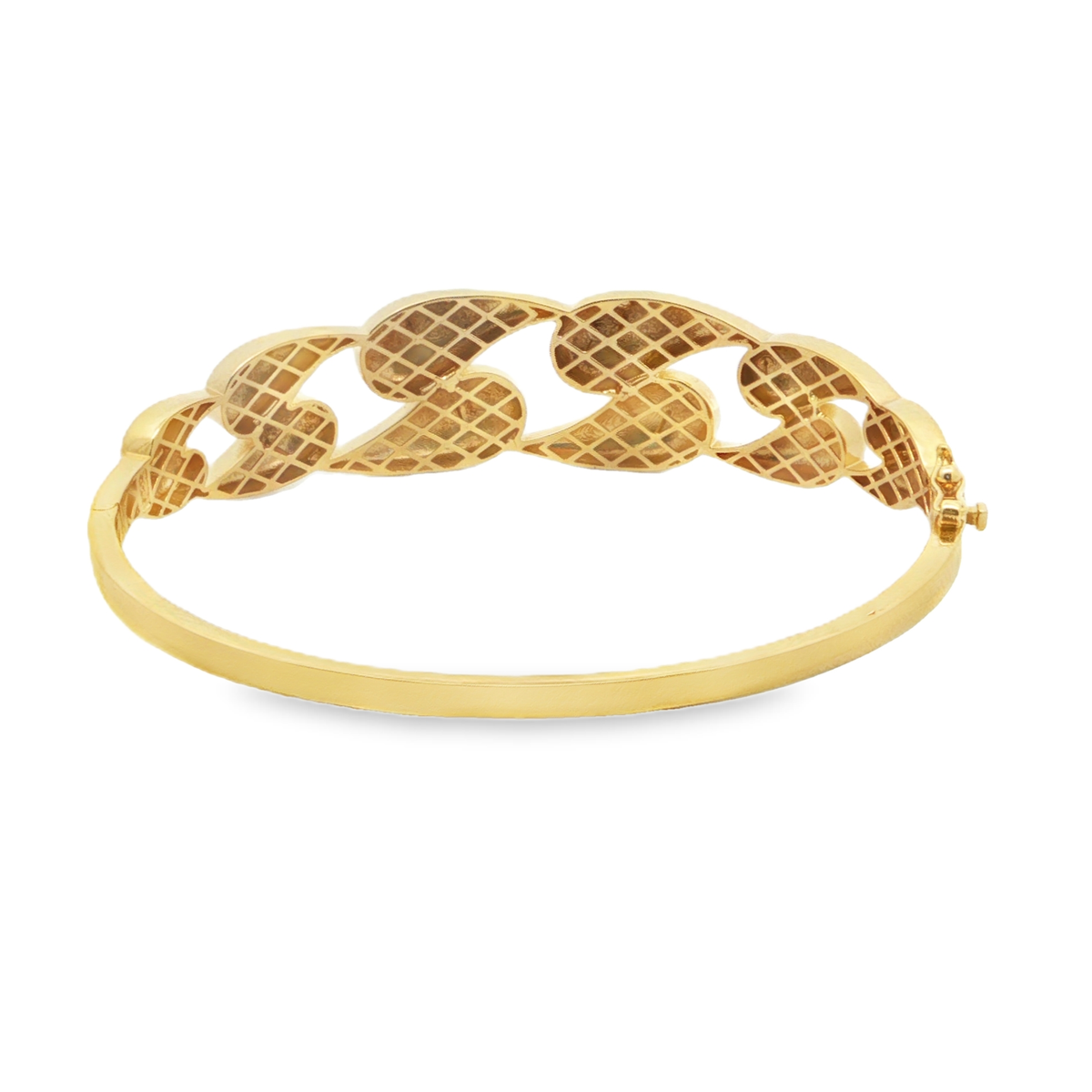 Yellow Gold Interlocking Teardrop Link Bangle Bracelet
