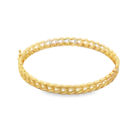 Yellow Gold Chevron Leaf Motif Bangle Bracelet