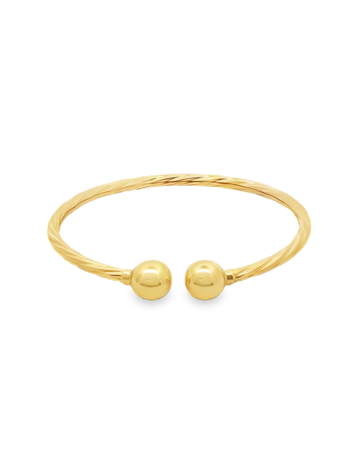 Yellow Gold Twisted Open Cuff Bangle Bracelet
