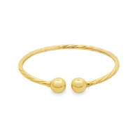 Yellow Gold Twisted Open Cuff Bangle Bracelet