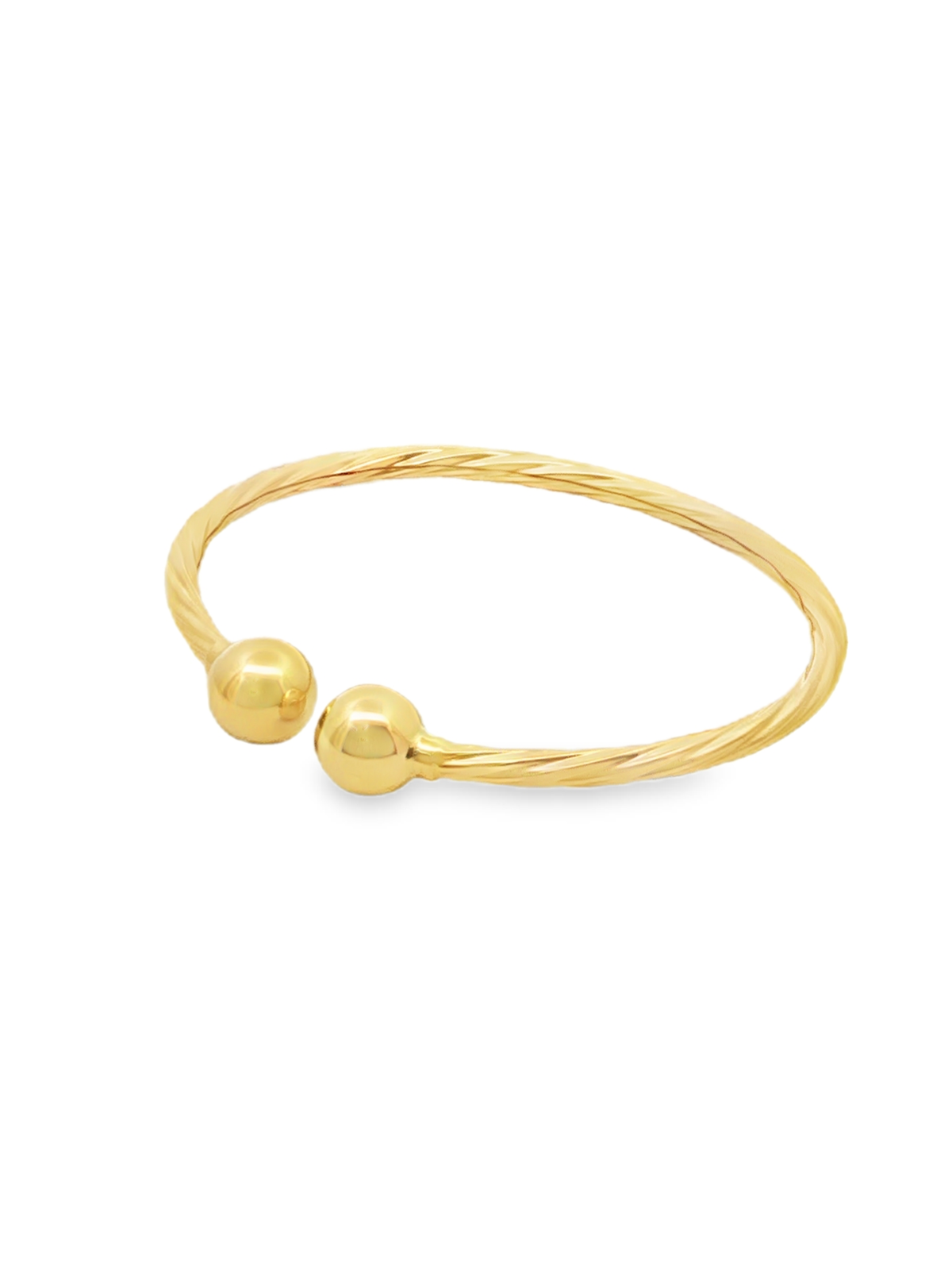 Yellow Gold Twisted Open Cuff Bangle Bracelet