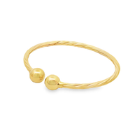 Yellow Gold Twisted Open Cuff Bangle Bracelet