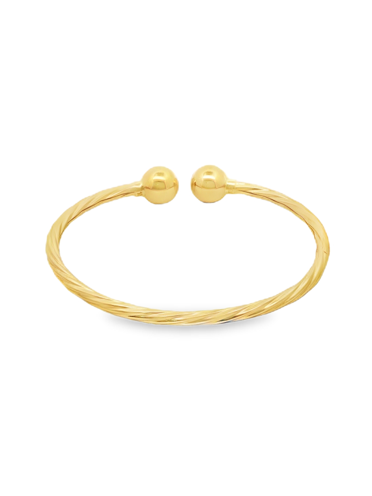 Yellow Gold Twisted Open Cuff Bangle Bracelet