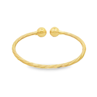Yellow Gold Twisted Open Cuff Bangle Bracelet