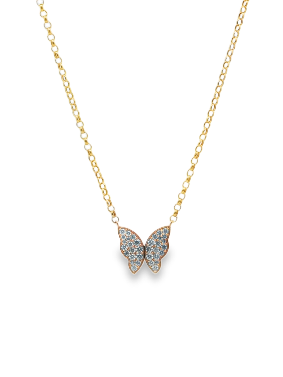 Rose Gold Diamond Butterfly Charm Necklace