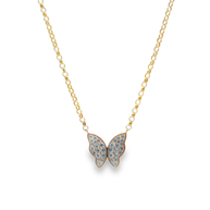 Rose Gold Diamond Butterfly Charm Necklace