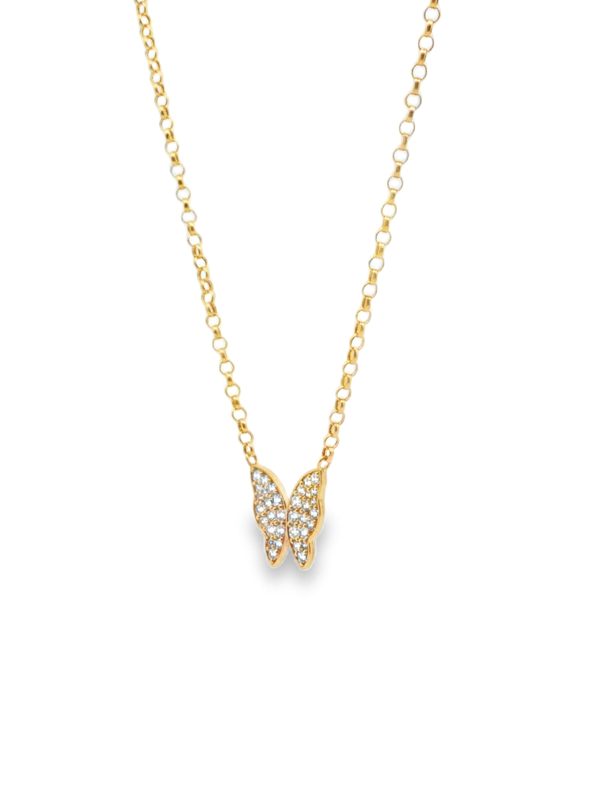 Rose Gold Diamond Butterfly Charm Necklace