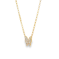 Rose Gold Diamond Butterfly Charm Necklace