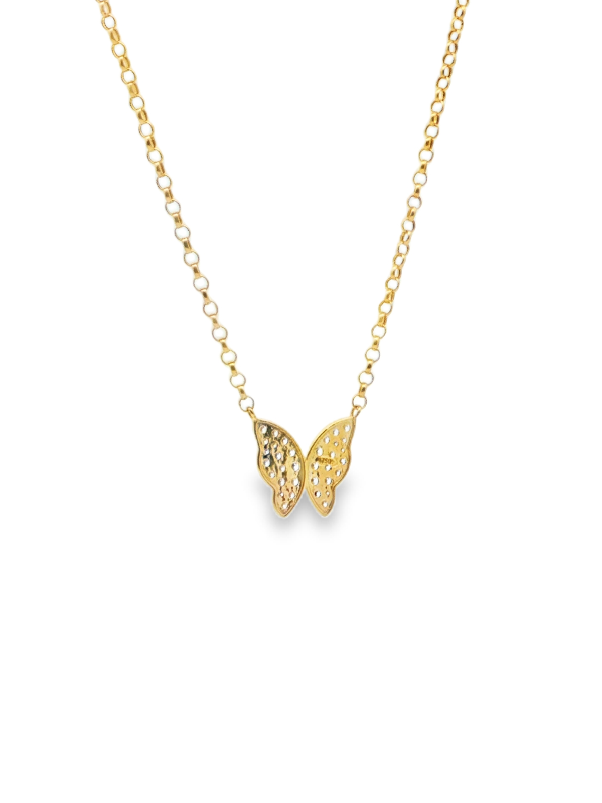 Rose Gold Diamond Butterfly Charm Necklace