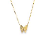 Rose Gold Diamond Butterfly Charm Necklace