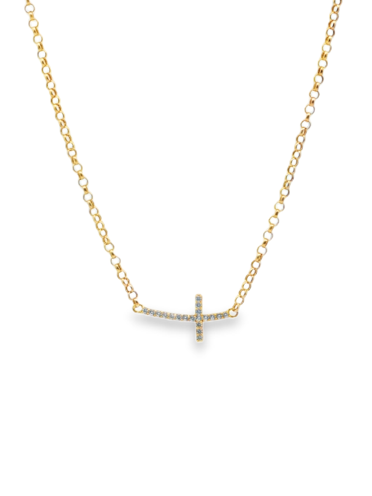 Rose Gold Diamond Sideways Cross Necklace