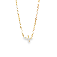 Rose Gold Diamond Sideways Cross Necklace