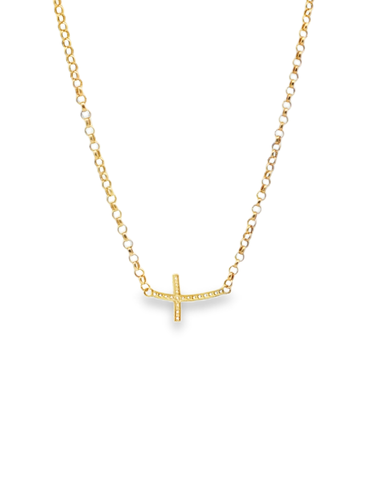 Rose Gold Diamond Sideways Cross Necklace