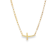 Rose Gold Diamond Sideways Cross Necklace