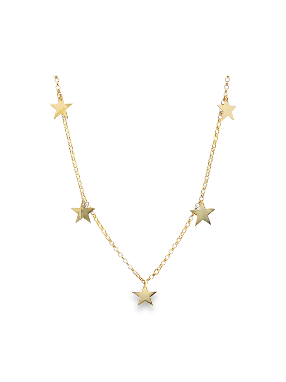 Celestial Star Charm Necklace in Polished Yellow Gold
