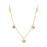 Celestial Star Charm Necklace in Polished Yellow Gold