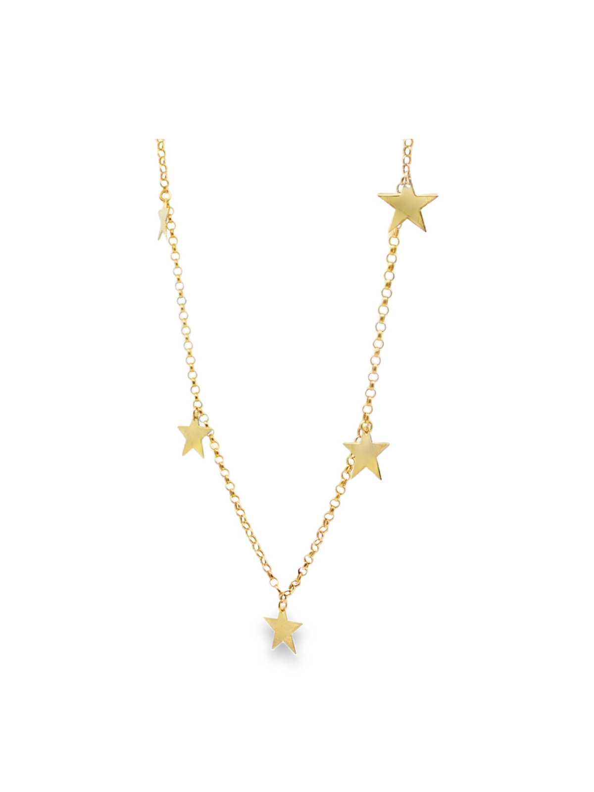 Celestial Star Charm Necklace in Polished Yellow Gold