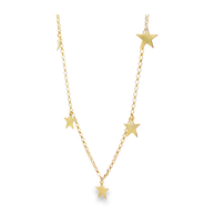 Celestial Star Charm Necklace in Polished Yellow Gold