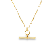 Yellow Gold T-Bar Pendant Chain Necklace