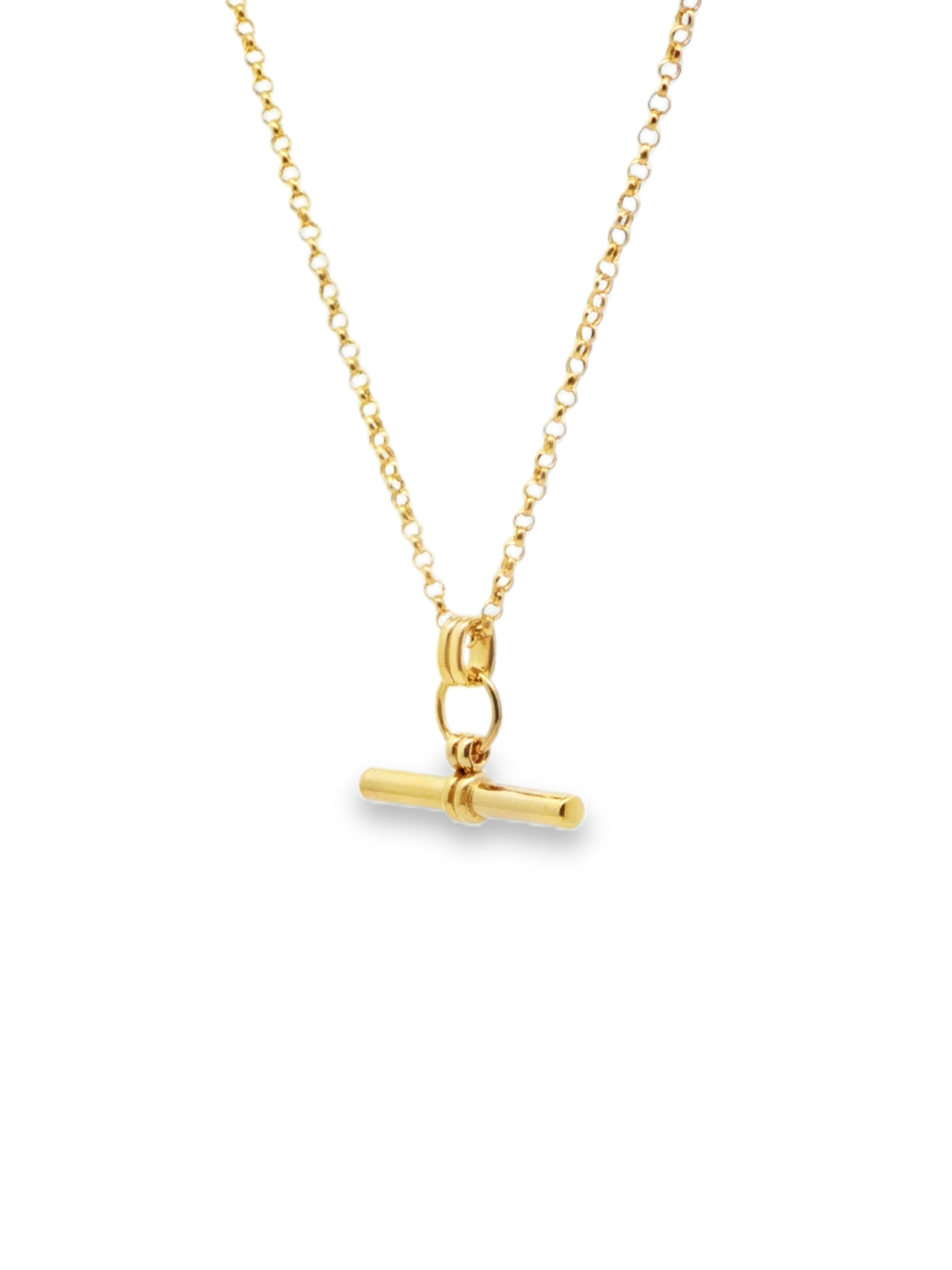 Yellow Gold T-Bar Pendant Chain Necklace