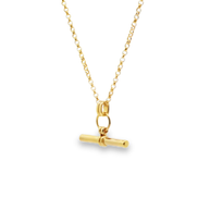 Yellow Gold T-Bar Pendant Chain Necklace