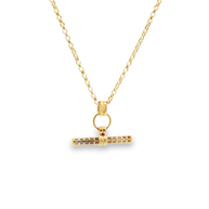 Yellow Gold T-Bar Pendant Chain Necklace