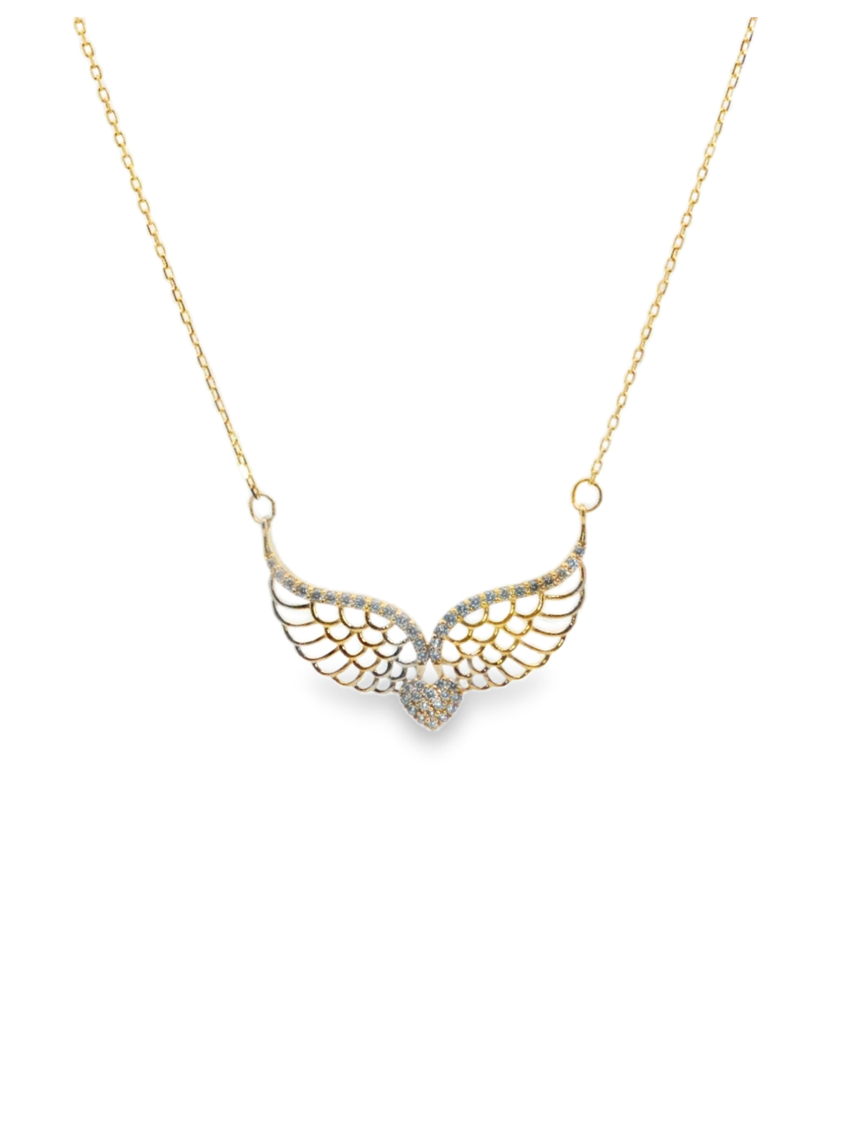 Diamond Angel Wing Charm Necklace in Rose Gold