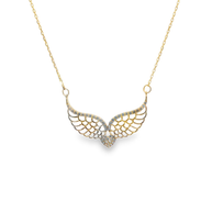 Diamond Angel Wing Charm Necklace in Rose Gold