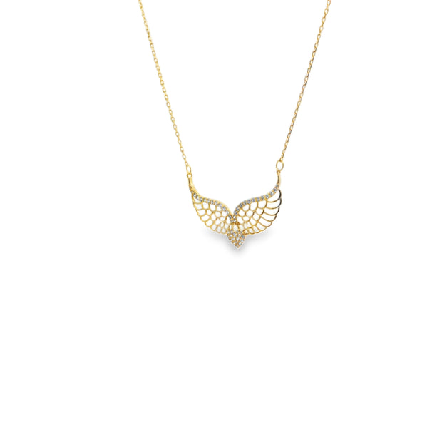 Diamond Angel Wing Charm Necklace in Rose Gold
