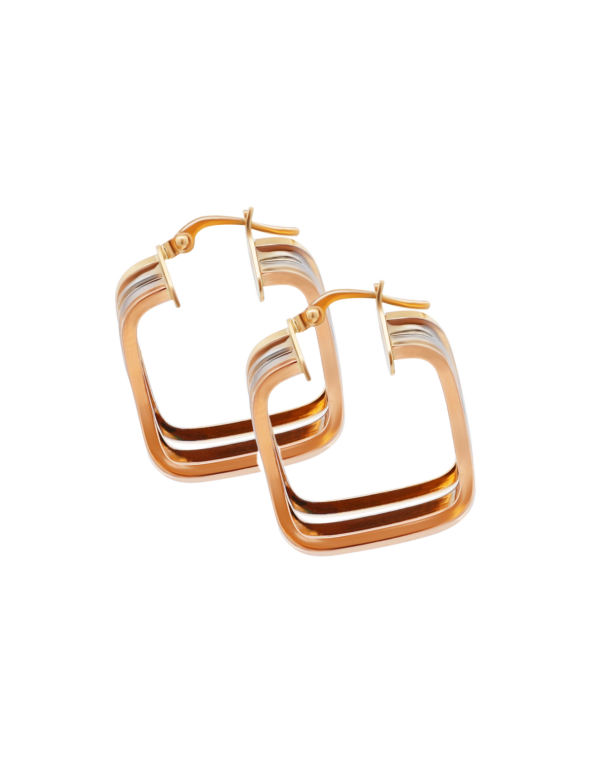 18K Tri-Color Gold Earrings