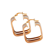 18K Tri-Color Gold Earrings