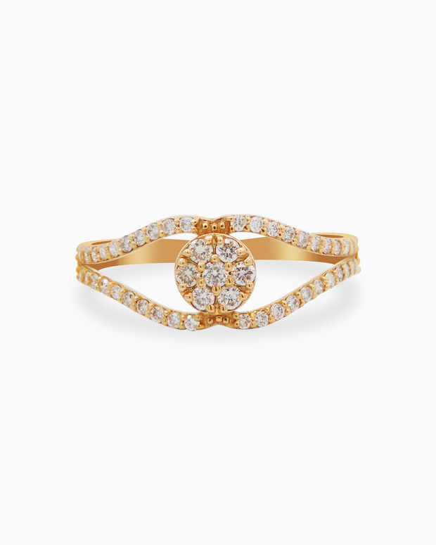 18K Gold Round Brilliant Diamond Refined Solitaire Ring