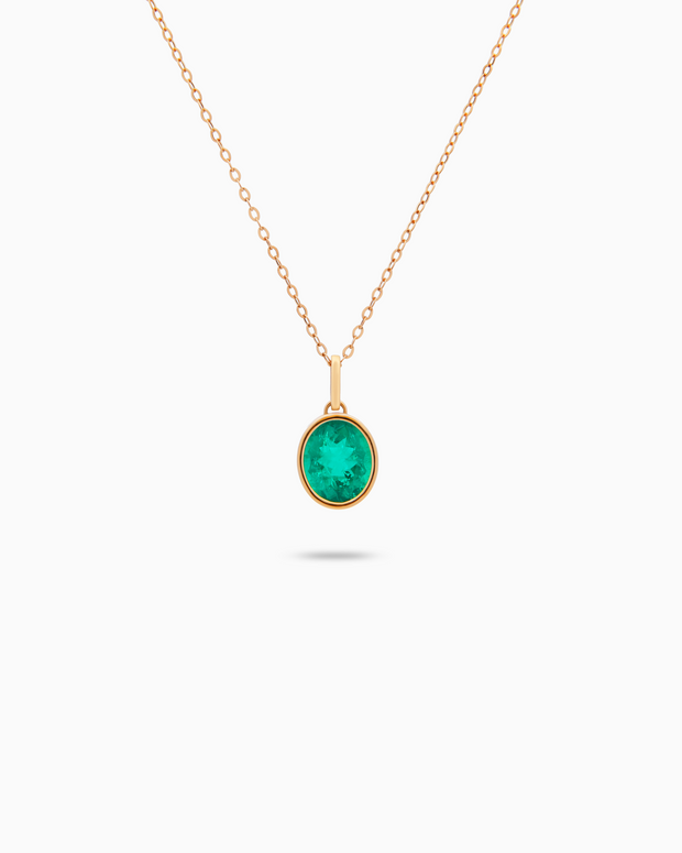 18K Yellow Gold Lab-Grown Emerald Pendant – 4.20ct.