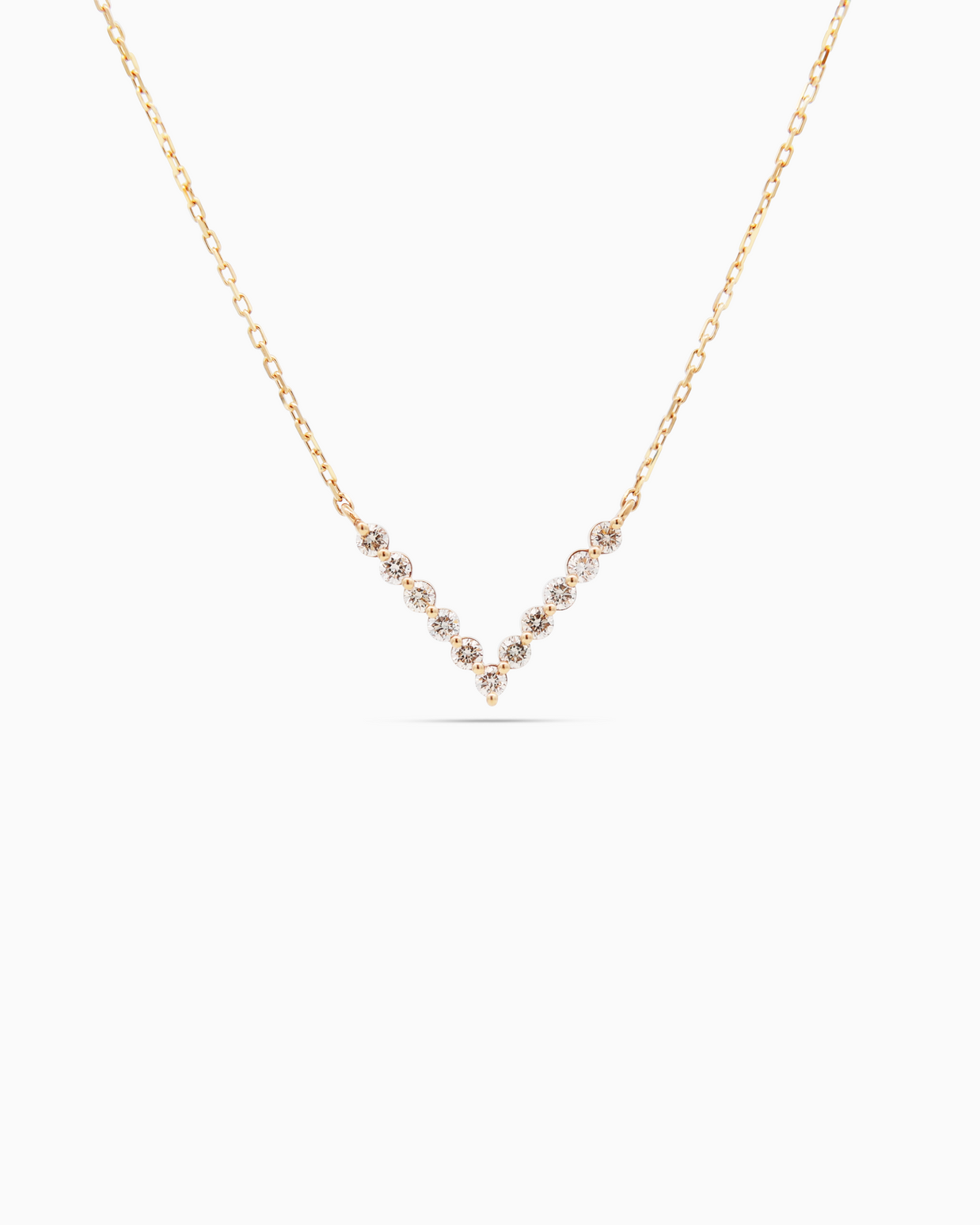 18K Yellow Gold 11-Stone Diamond Pendant Necklace – 0.30ct.