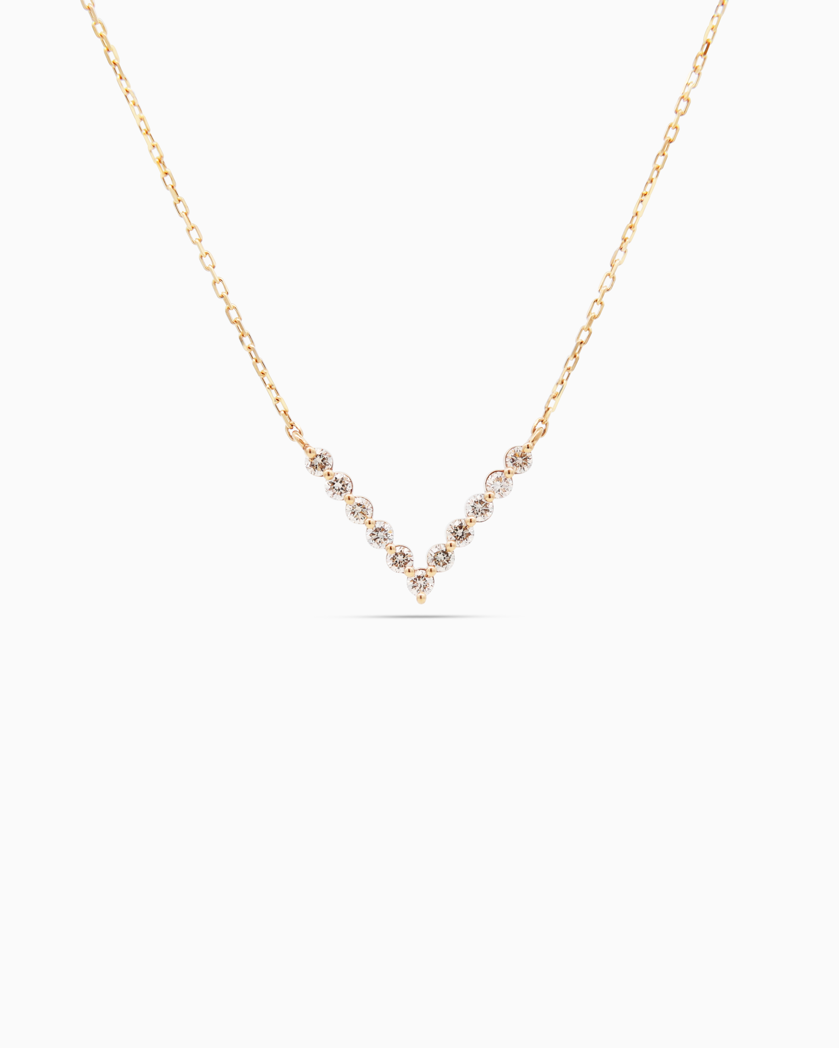 18K Yellow Gold 11-Stone Diamond Pendant Necklace – 0.30ct.